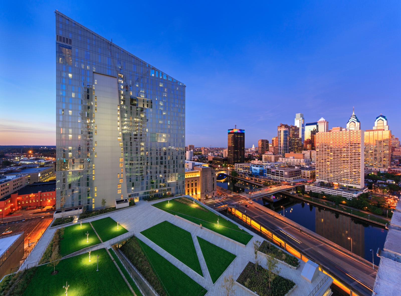 Cira Green rooftop landscape overlooking Philadelphia